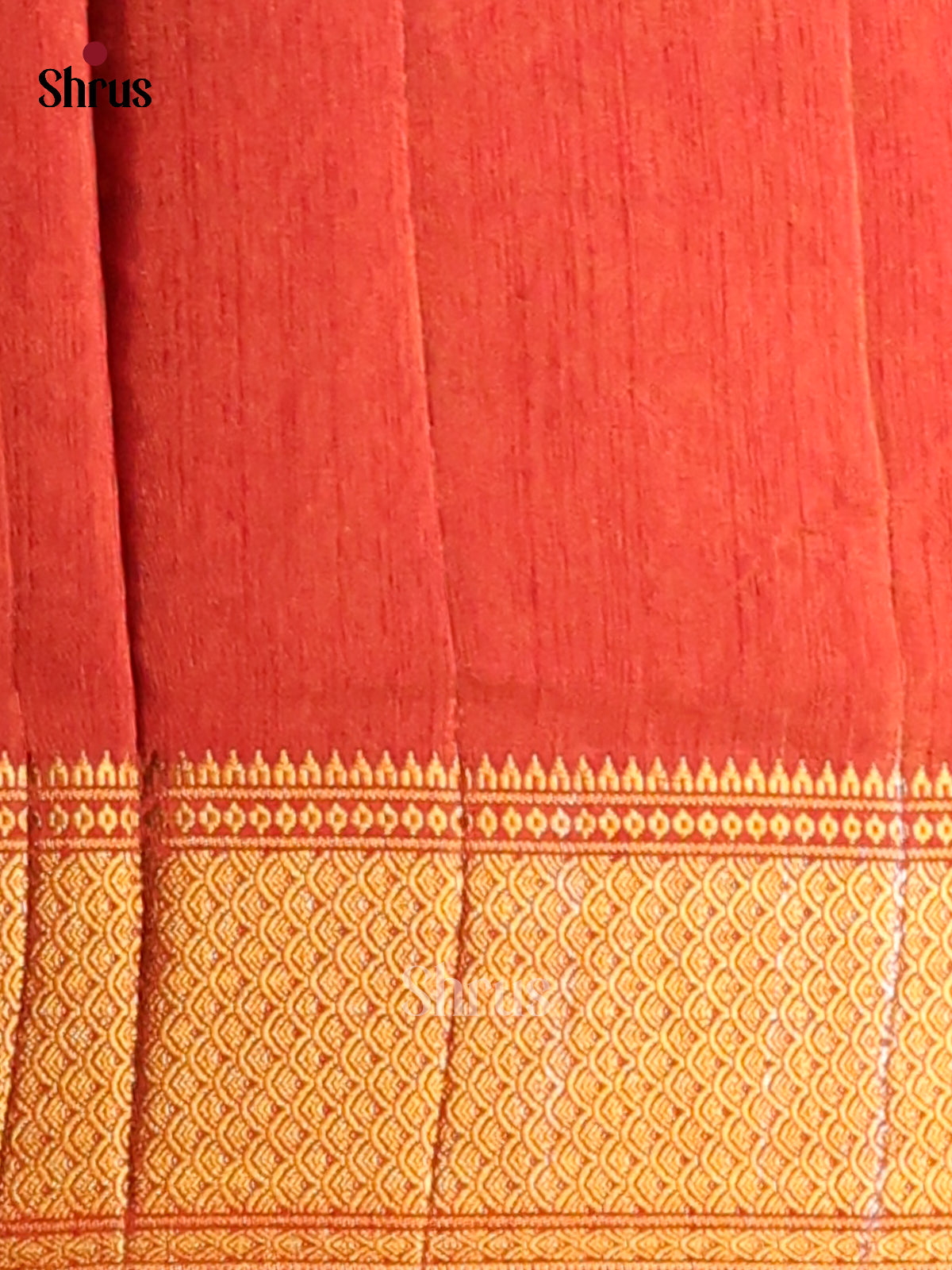 Brown with Brick Orange- Semi Patola Saree - Shop on Shrus.com