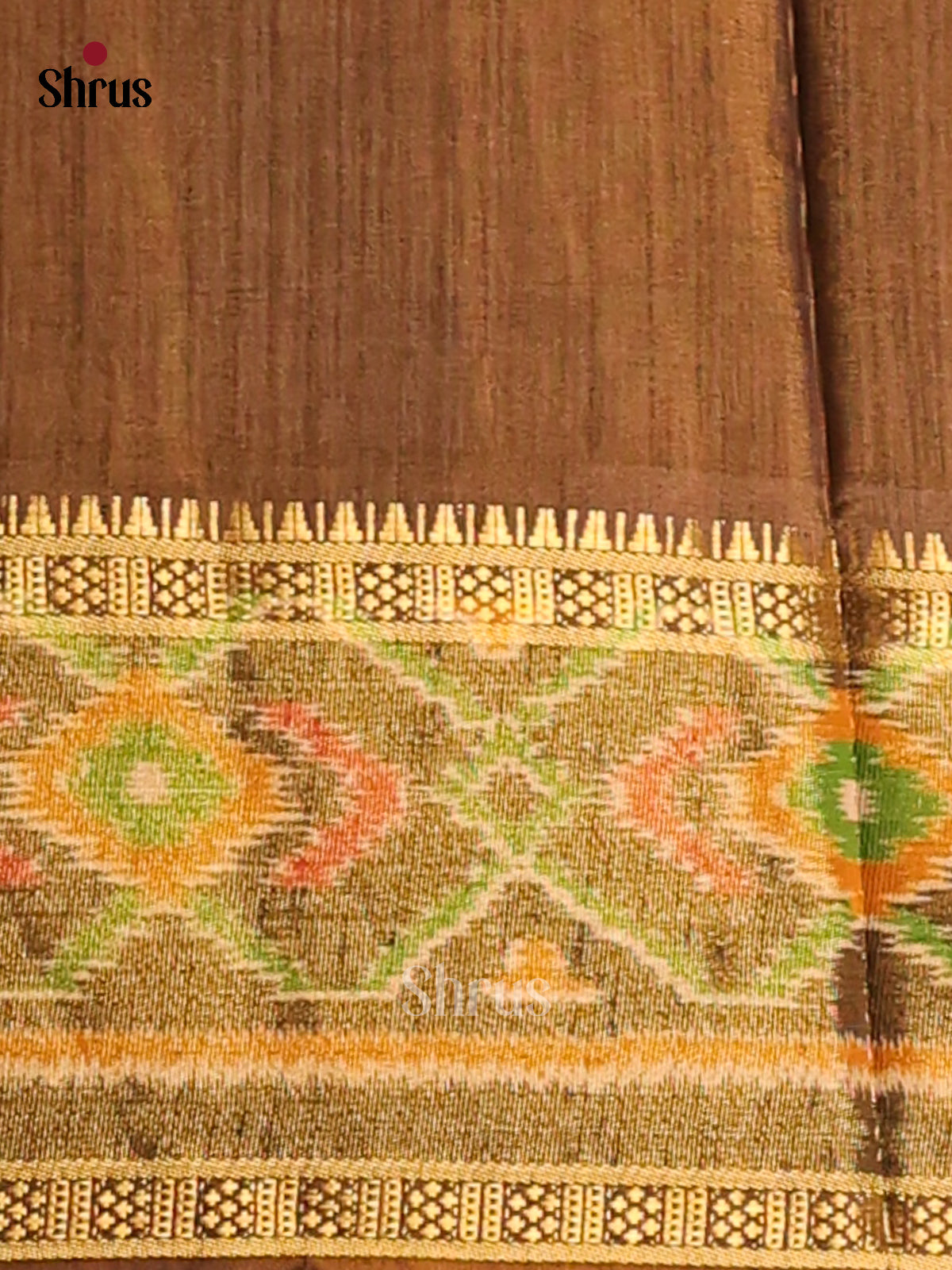 Lite & Dark Brown- Semi Patola Saree - Shop on Shrus.com
