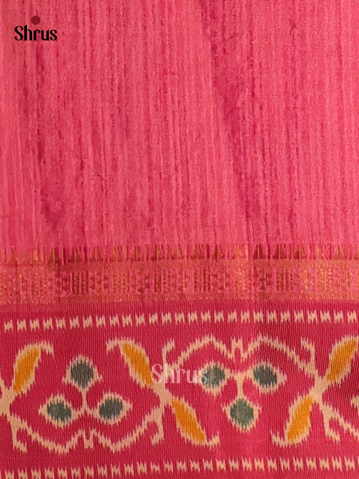 Grey with Orangish Pink - Semi Patola Saree - Shop on Shrus.com