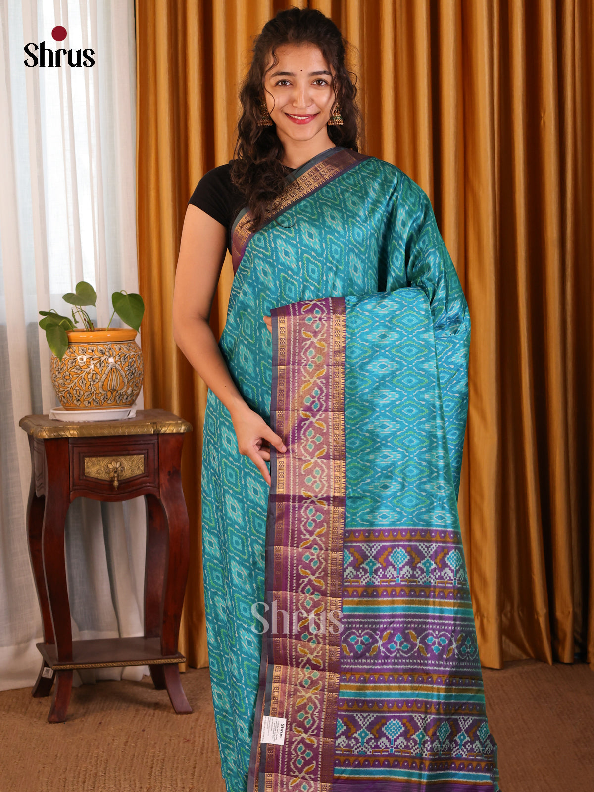 Blue with Purple - Semi Patola Saree - Shop on Shrus.com