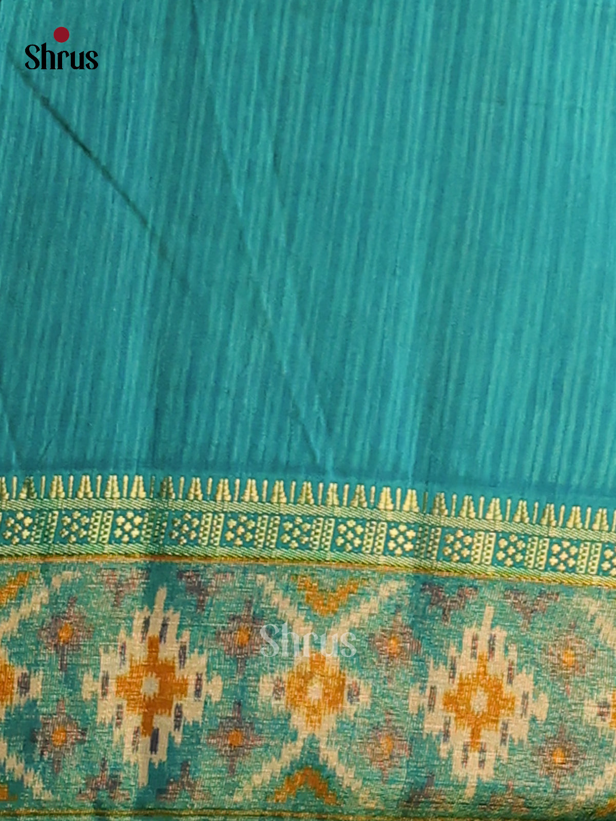 Green with Teal- Semi Patola Saree - Shop on Shrus.com