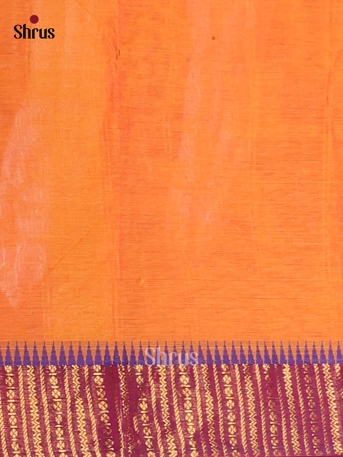 Orange with Violet - Chettinad Cotton Saree - Shop on Shrus.com