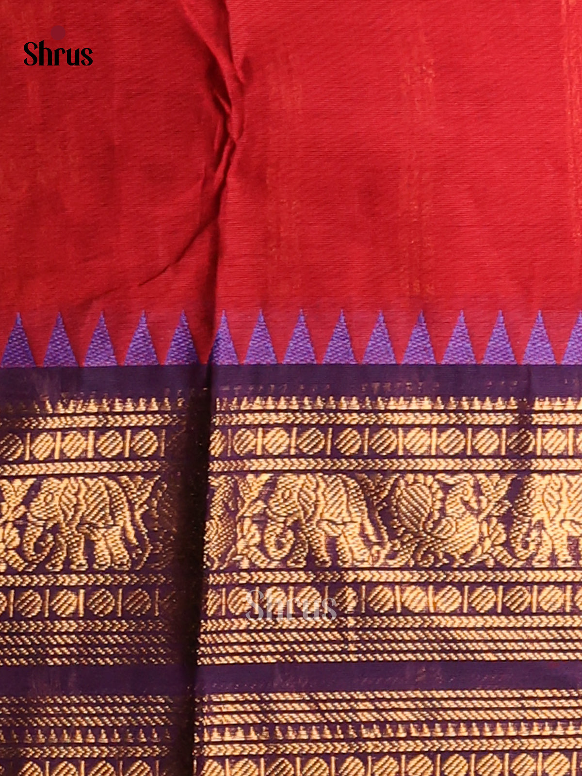 Maroon with Blue - Chettinad Cotton Saree - Shop on Shrus.com