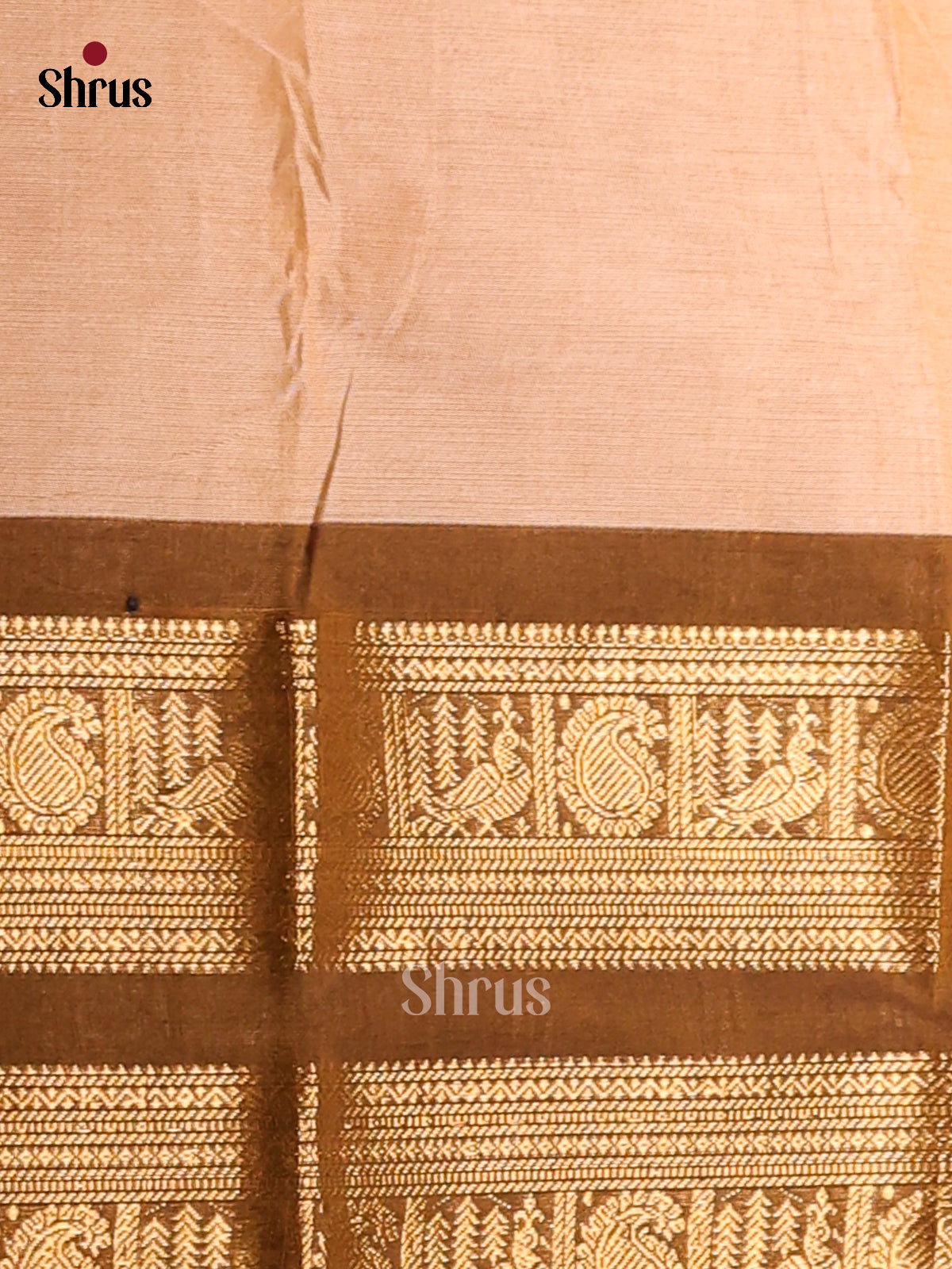 Cream with Mehandi- Chettinad Cotton Saree - Shop on Shrus.com