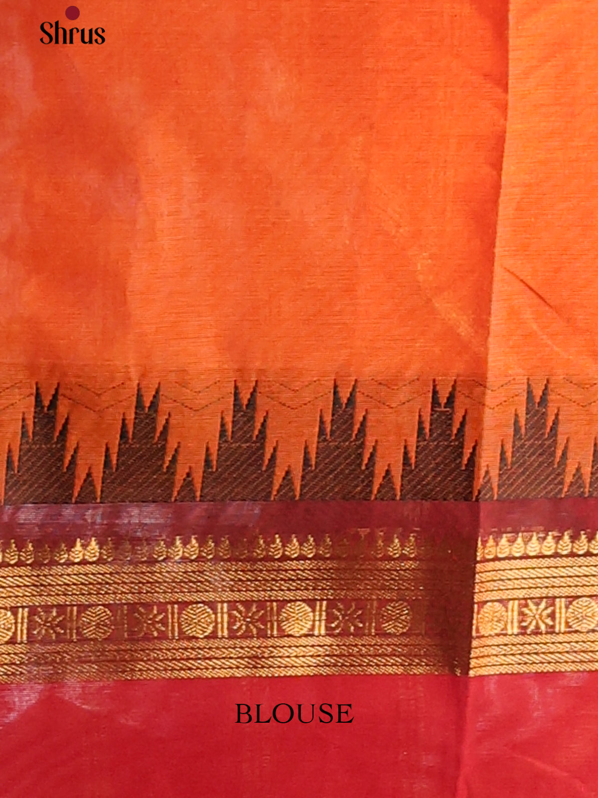 Orange with Brown- Chettinad Cotton Saree - Shop on Shrus.com