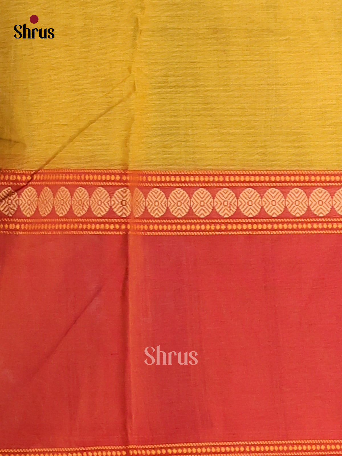 Elegant Mustardy Green Chettinad Cotton Saree with Orange Zari Border - Shop on Shrus.com