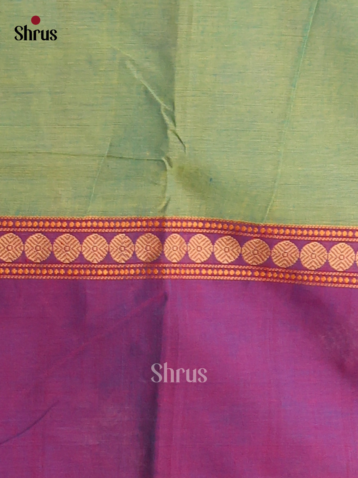 Serene Green Chettinad Cotton Saree with Vanashingaram Design & Purple Zari Border - Shop on Shrus.com