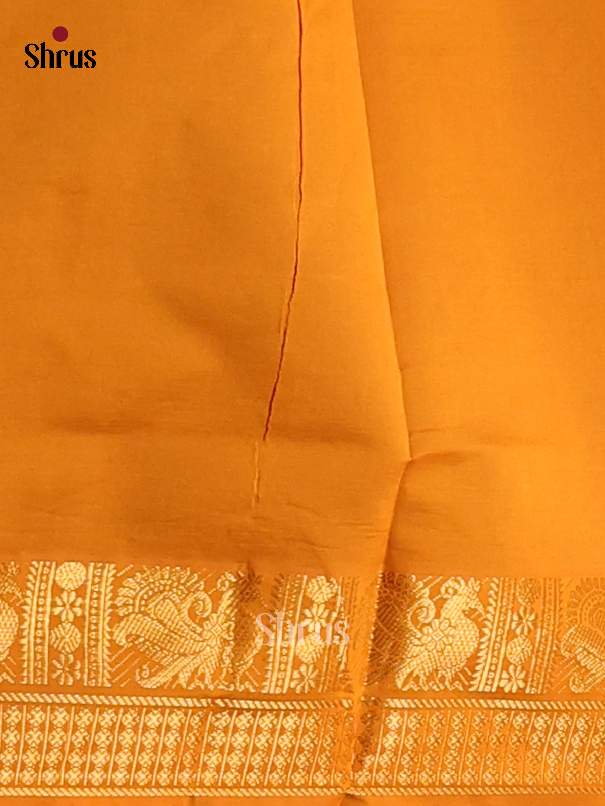 Green with Mustard- Silkcotton-halfpure Saree - Shop on Shrus.com