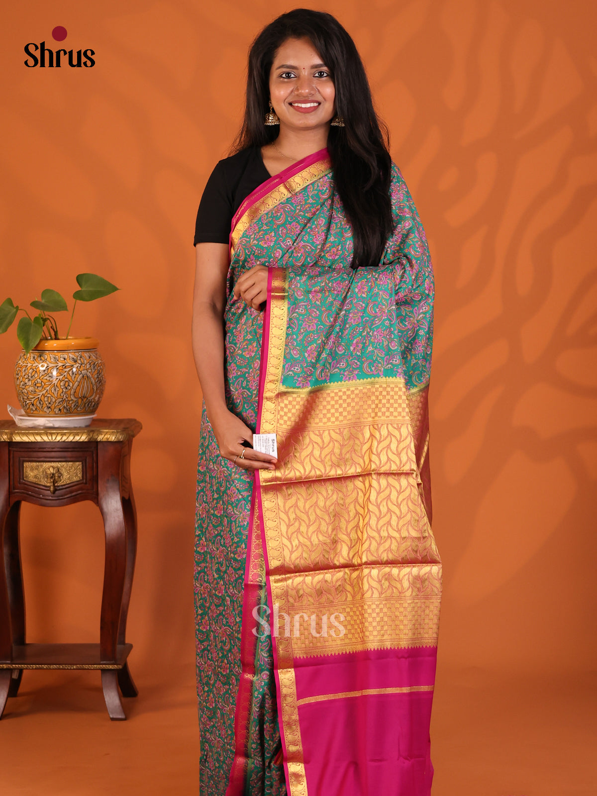 DES06028- Semi Mysoresilk Saree - Shop on Shrus.com