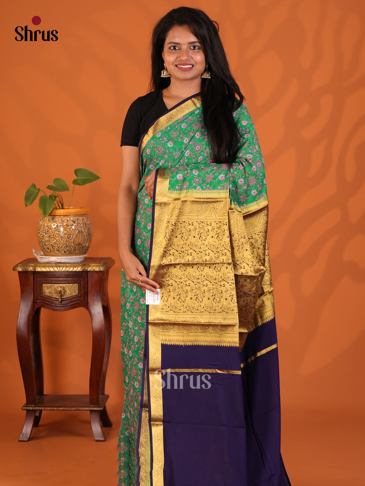 DES06029 - Semi Mysoresilk Saree - Shop on Shrus.com