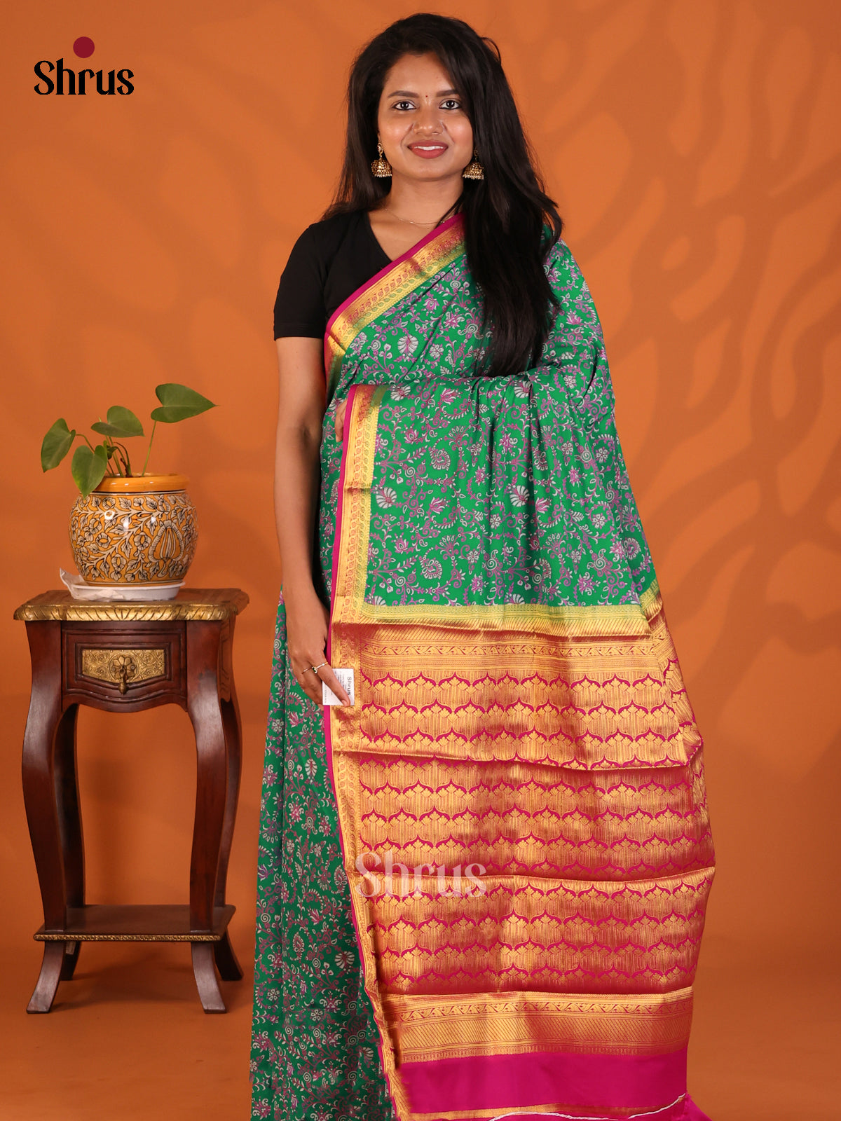 DES06030- Semi Mysoresilk Saree - Shop on Shrus.com