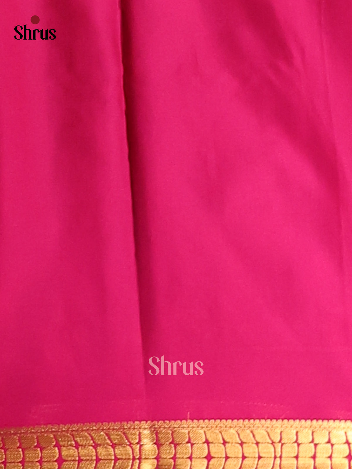 Dark Green with Pink - Semi Mysoresilk Saree - Shop on Shrus.com