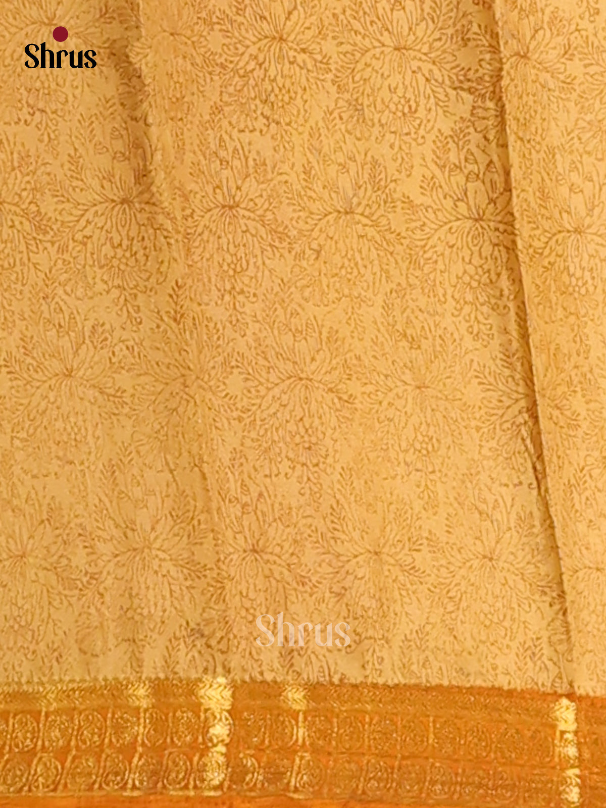 Mustard- Semi Mysoresilk Saree - Shop on Shrus.com