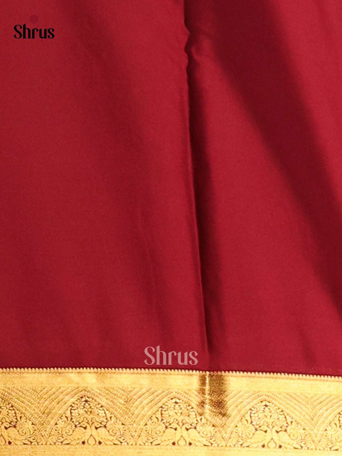 Dark Green with Maroon - Semi Mysoresilk Saree - Shop on Shrus.com