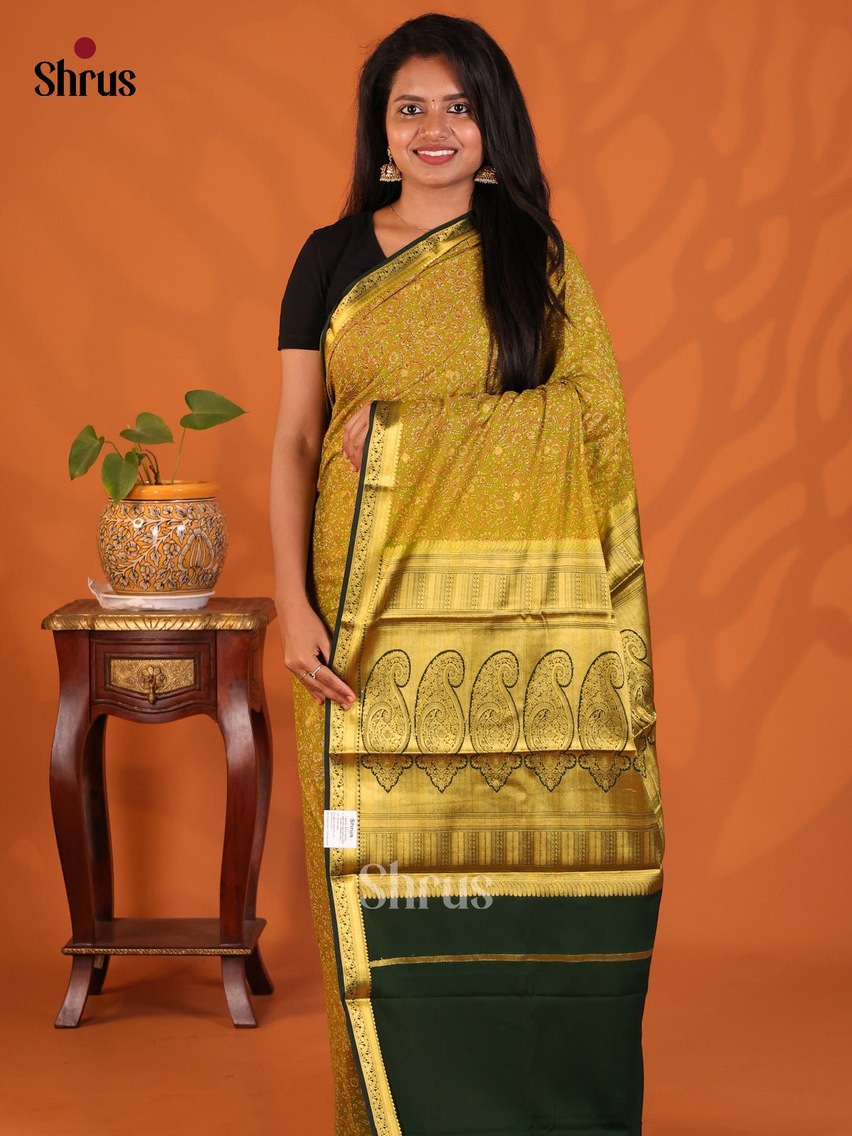 Mathulir Green & Green - Semi Mysoresilk Saree - Shop on Shrus.com