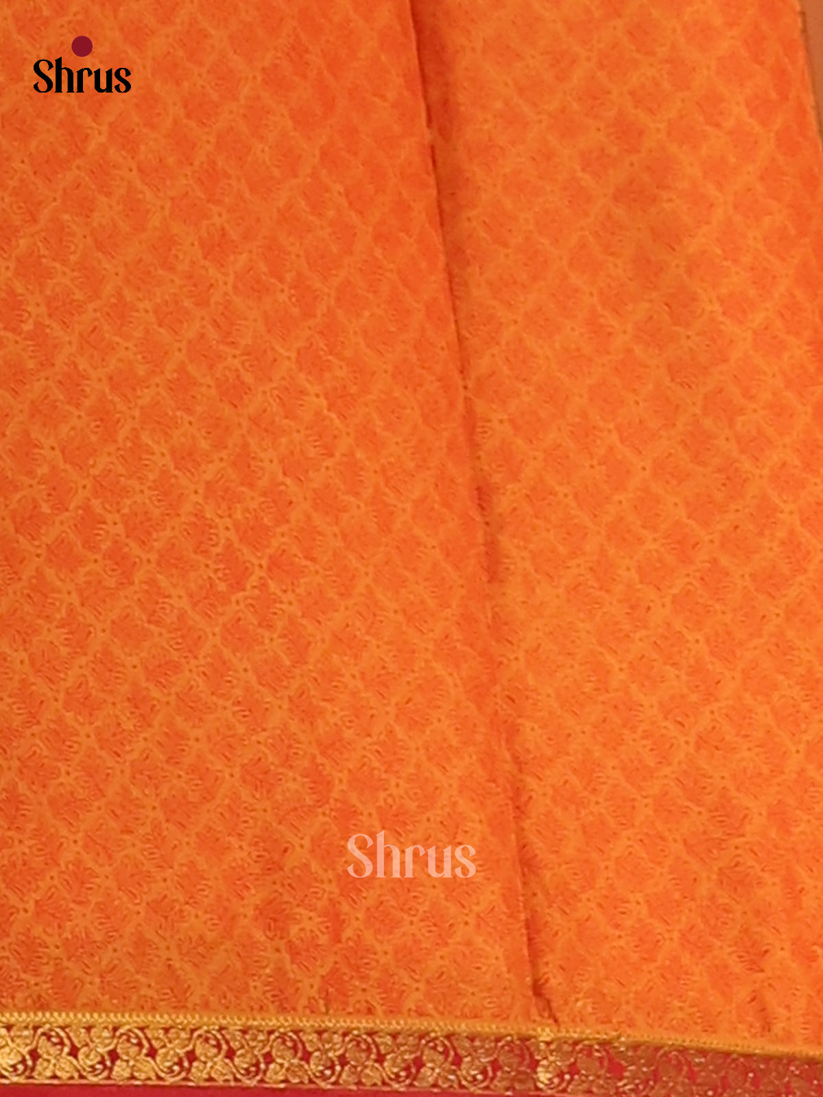 Orange with Maroon- Semi Mysoresilk Saree - Shop on Shrus.com