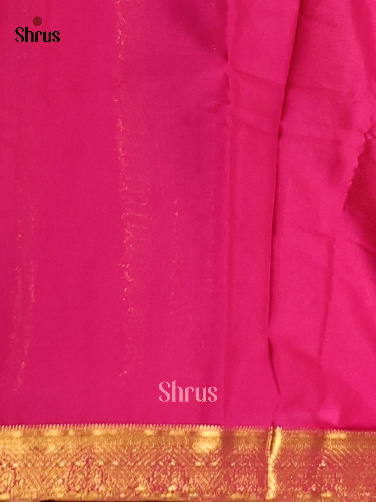 Dark Green with Pink - Semi Mysoresilk Saree - Shop on Shrus.com