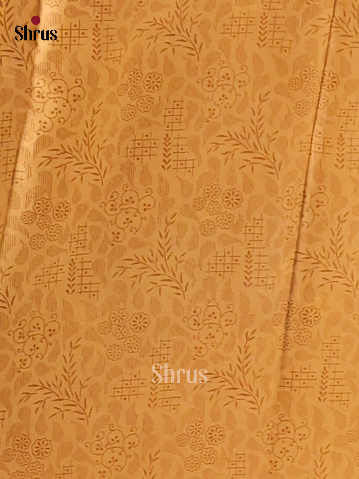 Lite Brown with Mustard - Semi Mysoresilk Saree - Shop on Shrus.com