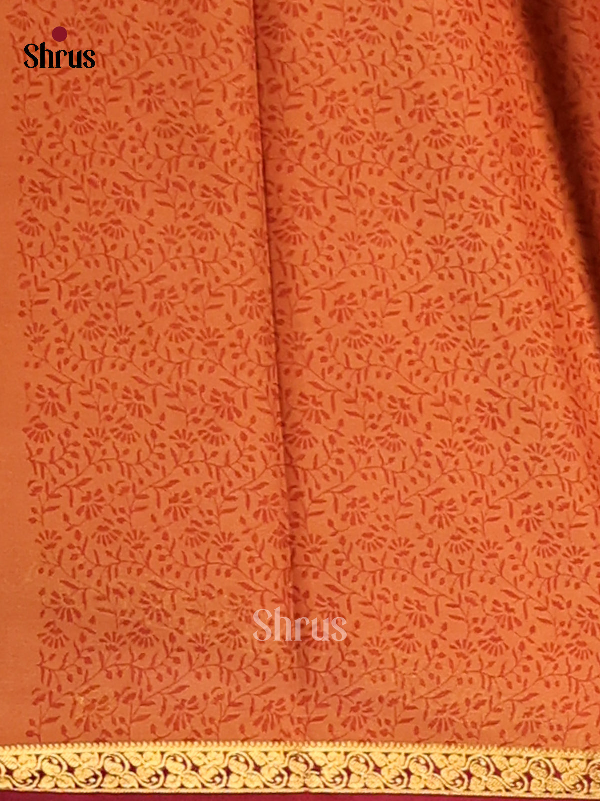Rust with Maroon - Semi Mysoresilk Saree - Shop on Shrus.com