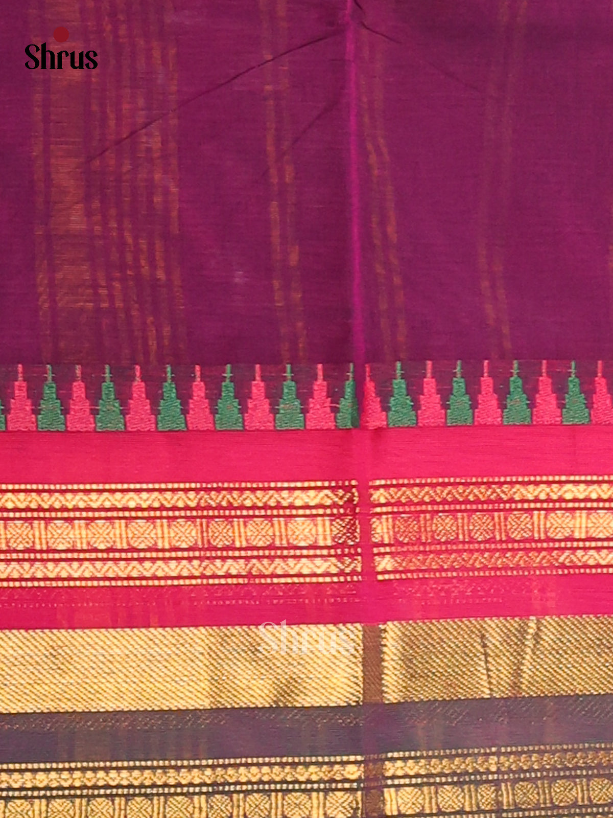 Violet with Green- Chettinad Cotton Saree - Shop on Shrus.com
