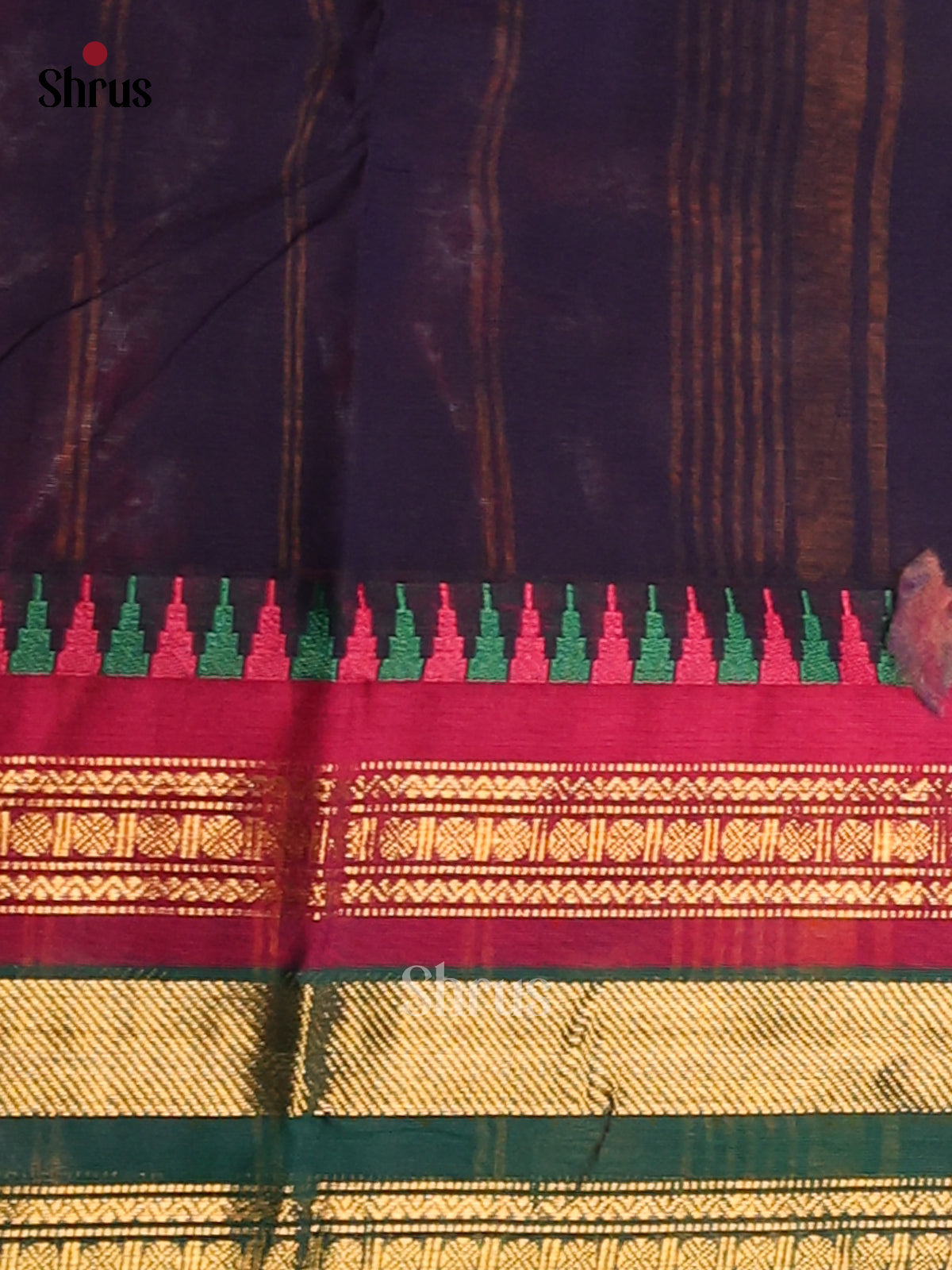 Blue with Green- Chettinad Cotton Saree - Shop on Shrus.com