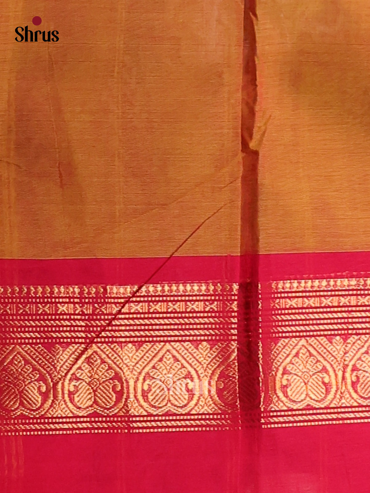 Mustard with Maroon - Chettinad Cotton Saree - Shop on Shrus.com