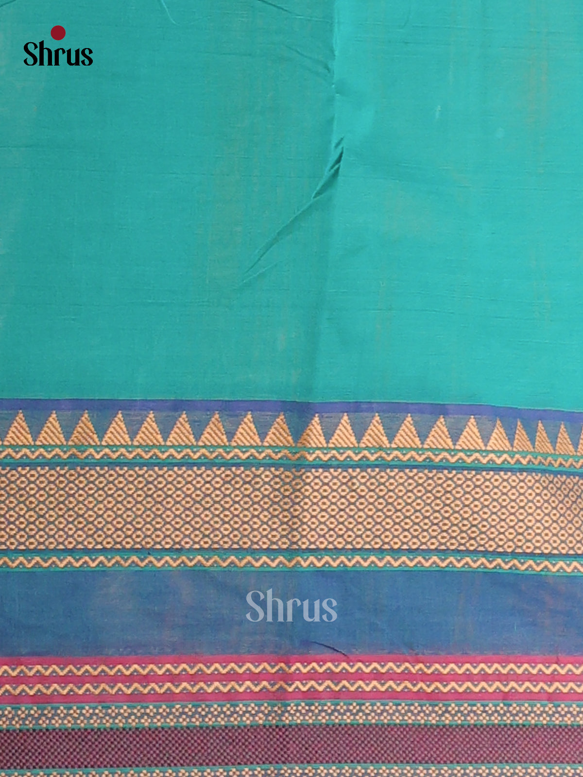 Beautiful Sky Blue Chettinad Cotton Saree with Thread Buttas & Blue Zari Border - Shop on Shrus.com