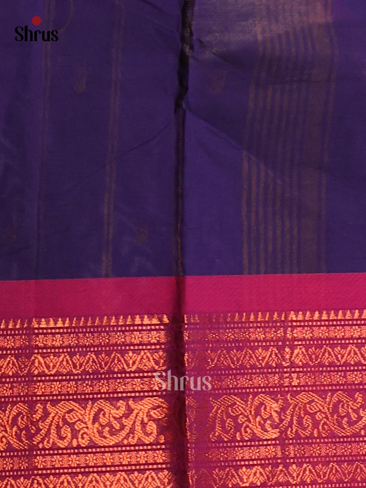 Blue with Maroon - Chettinad Cotton Saree - Shop on Shrus.com
