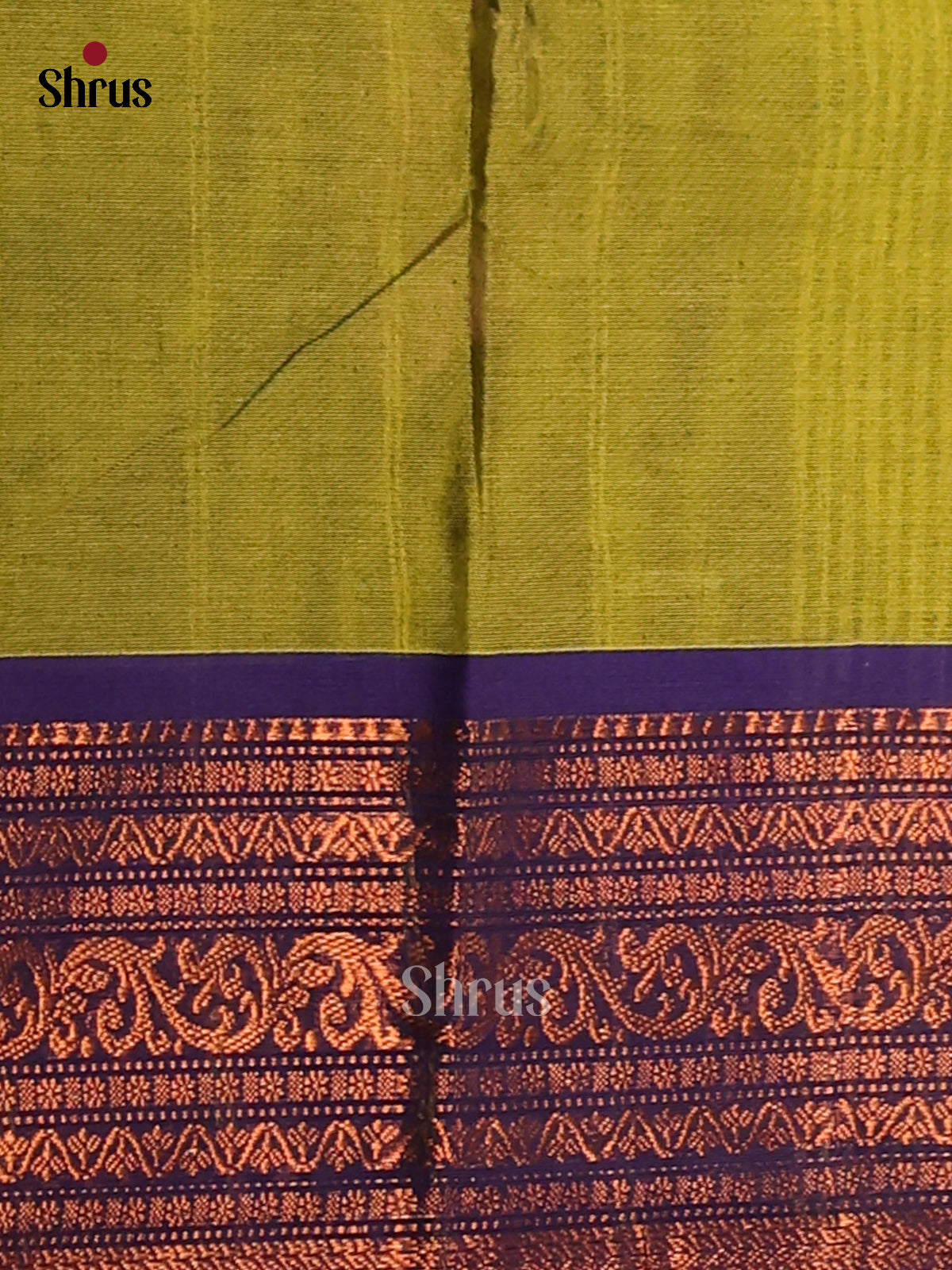 Elegant Lite Green Chettinad Cotton Saree with Blue Zari Woven Border - Shop on Shrus.com