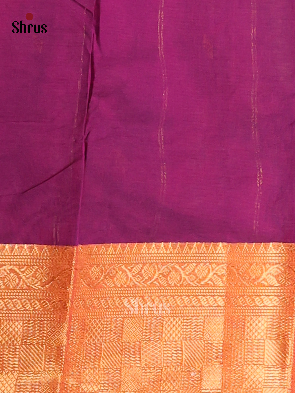 Violet & Orange Chettinad Cotton Saree With Thread Buttas & Zari Woven Border - Shop on Shrus.com