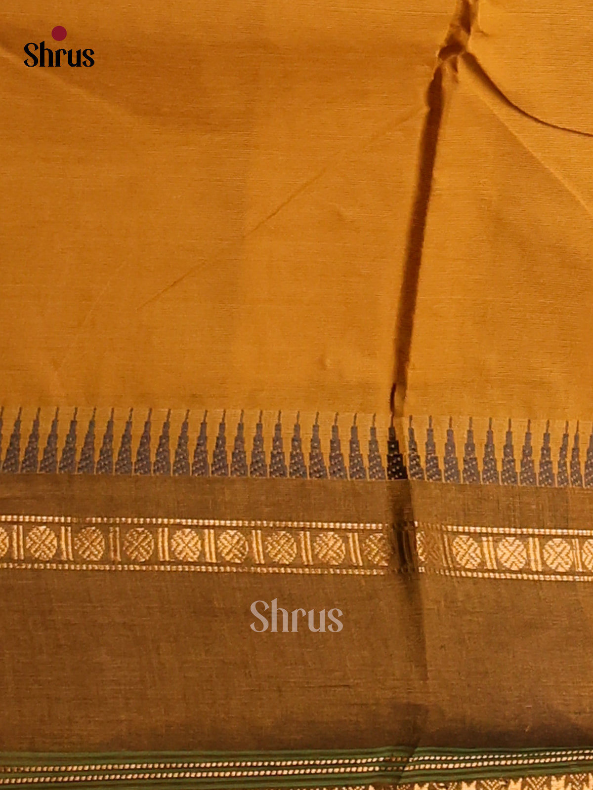 Dark Mustard & Brown- Chettinad Cotton Saree - Shop on Shrus.com