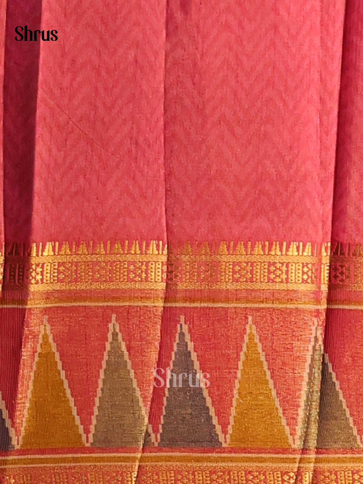 Brown with Orangish pink- Semi Patola Saree - Shop on Shrus.com