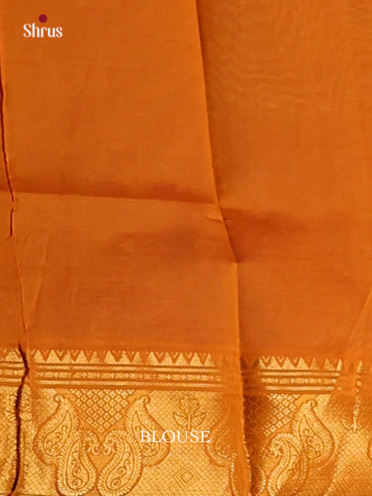 Blue with Brick Orange- Silkcotton-halfpure Saree - Shop on Shrus.com