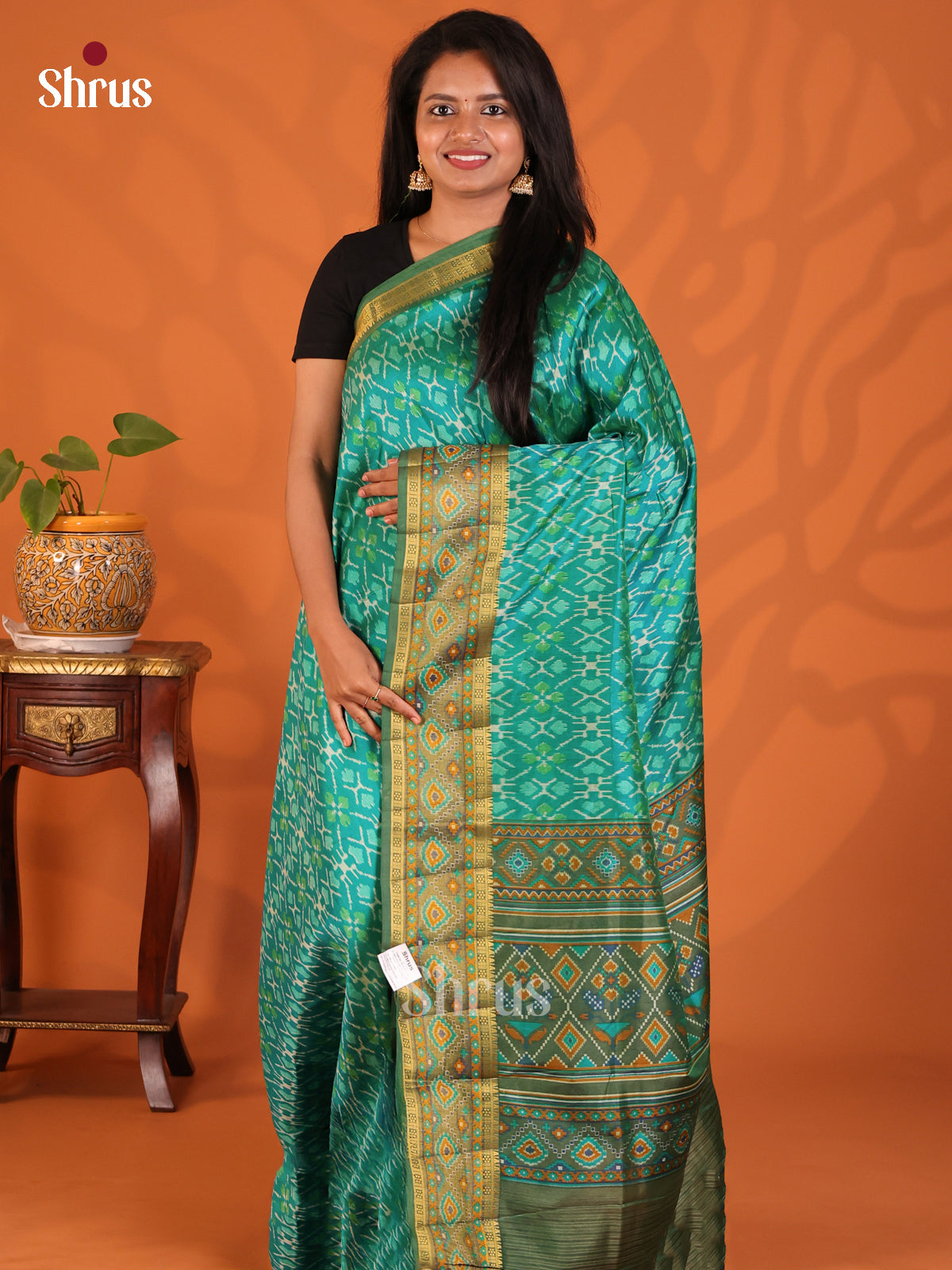 Green - Semi Patola Saree - Shop on Shrus.com