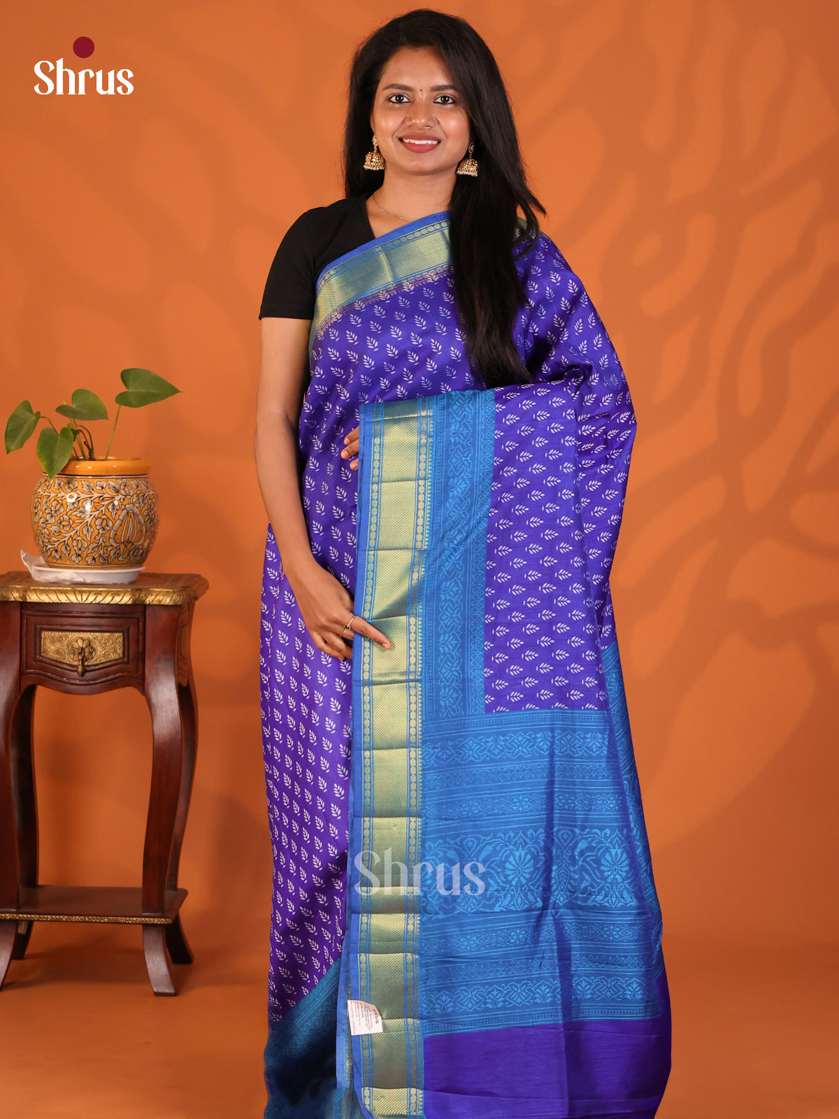 Blue with Teal - Semi Patola Saree - Shop on Shrus.com