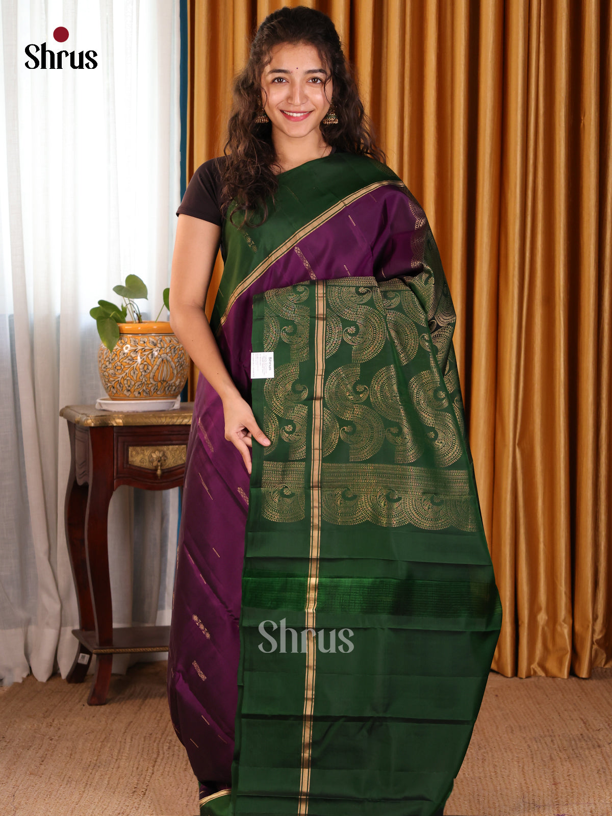 Bright Vadamalli Softsilk-halfpure Saree with zari woven stripes buttas & Green Border - Shop on Shrus.com