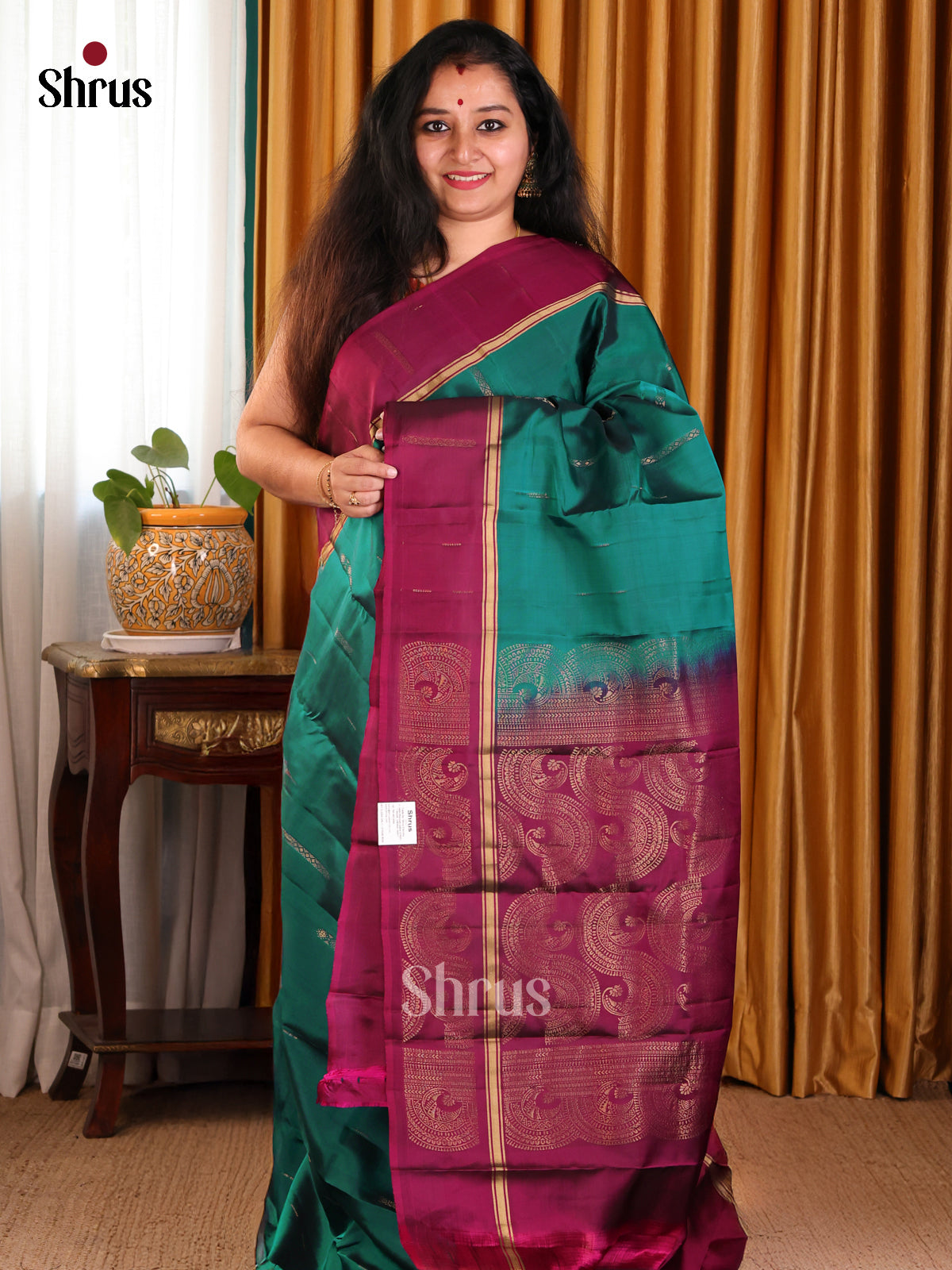 Lustrous Maroon Softsilk-halfpure Saree with gold zari stripes butta,maroon brocade pallu - Shop on Shrus.com