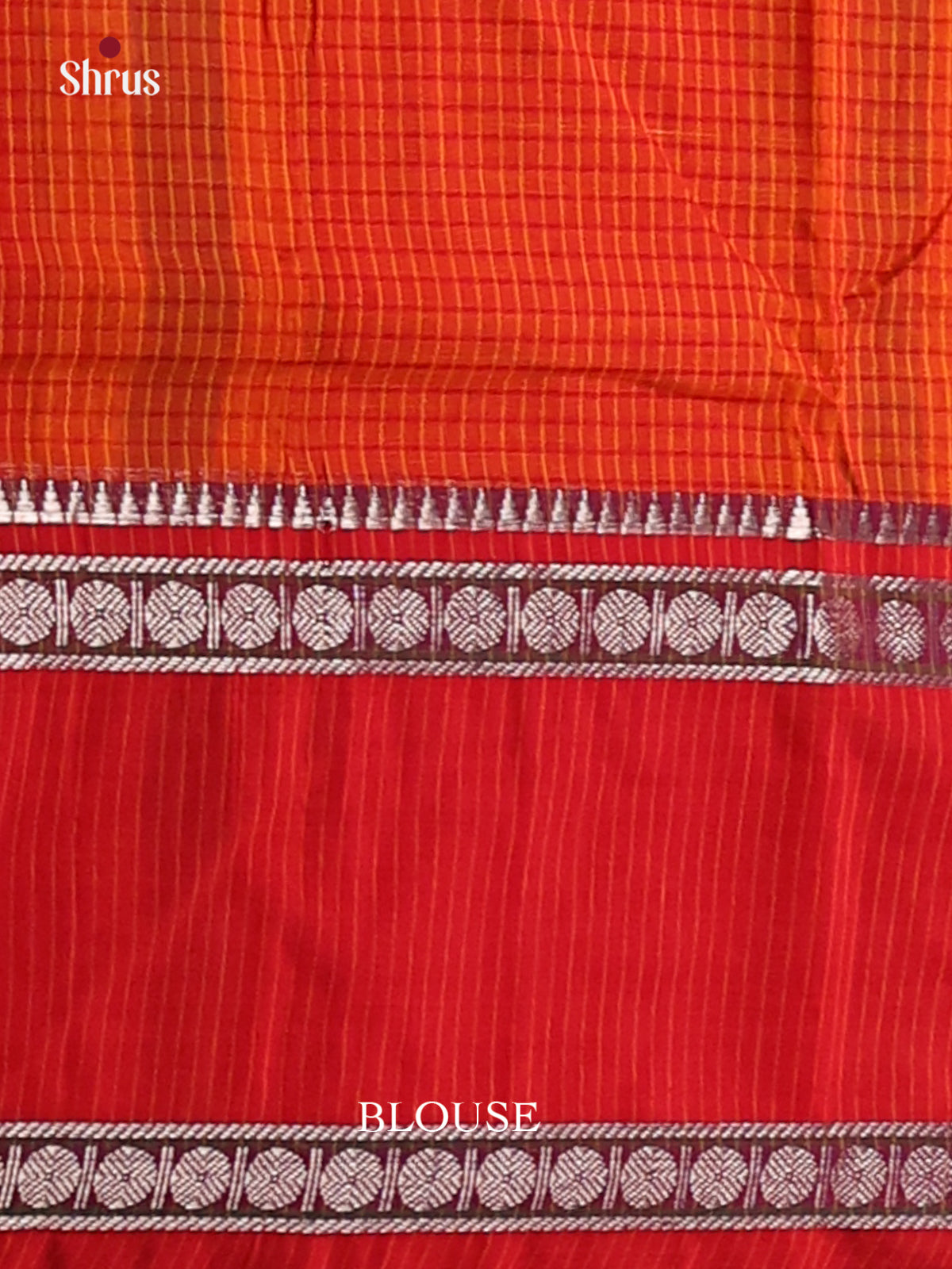 Orange with Red- Narayanpet Cotton Saree - Shop on Shrus.com