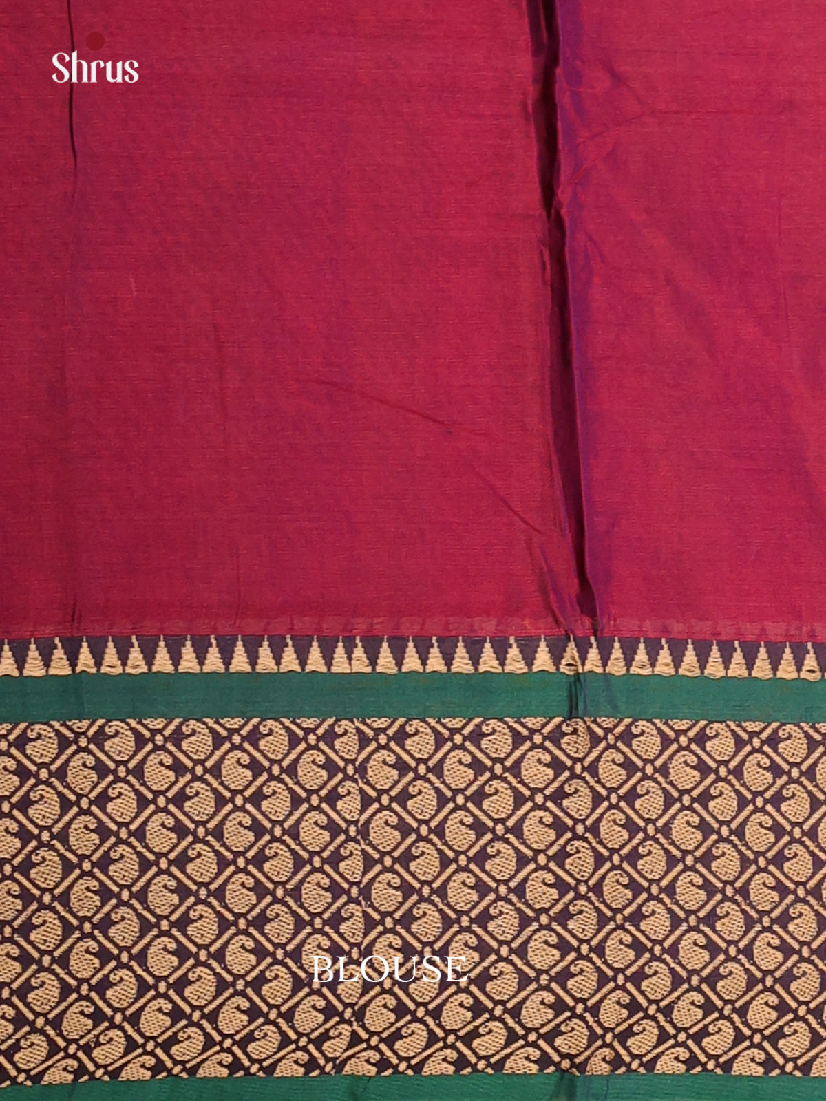 Maroon with Green - Narayanpet Cotton Saree - Shop on Shrus.com