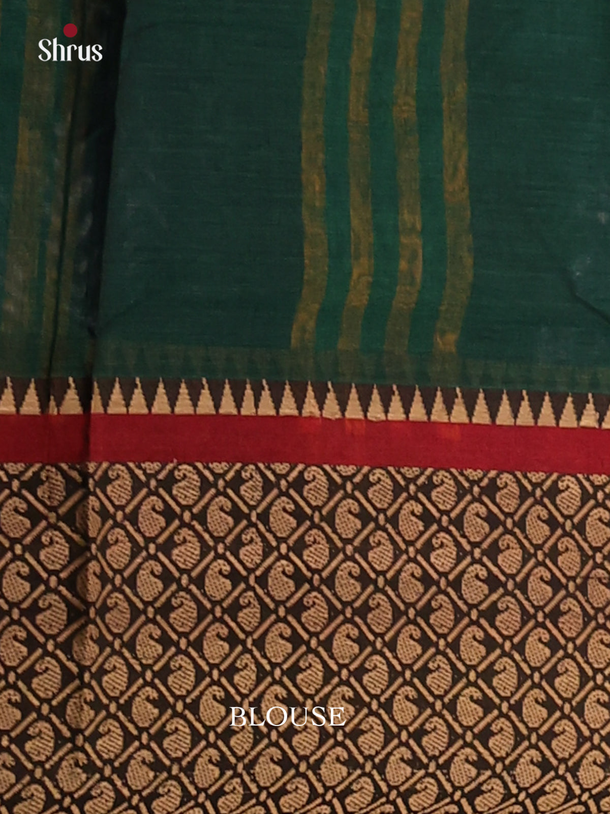 Green with Red- Narayanpet Cotton Saree - Shop on Shrus.com