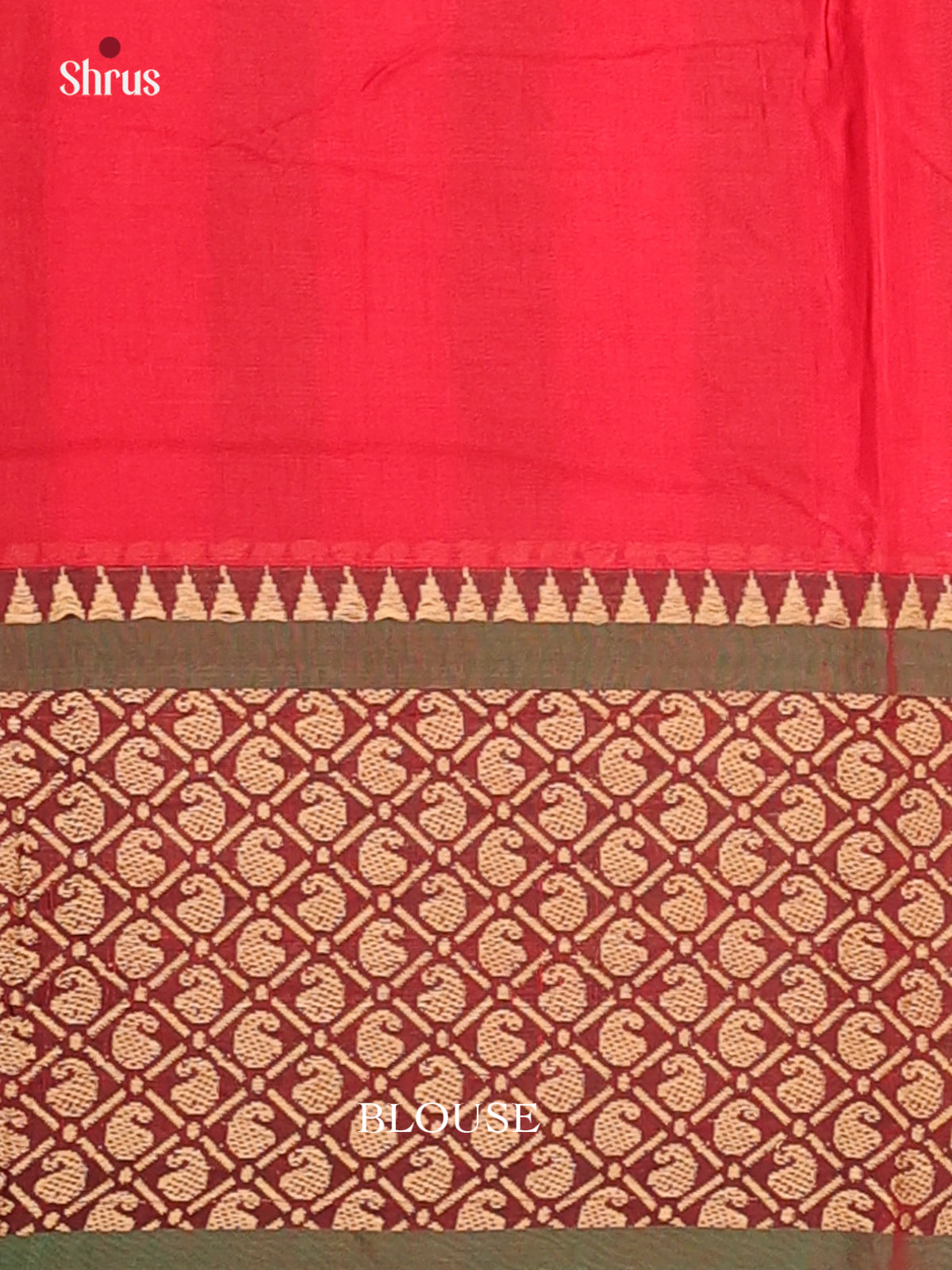Red with Green - Narayanpet Cotton Saree - Shop on Shrus.com