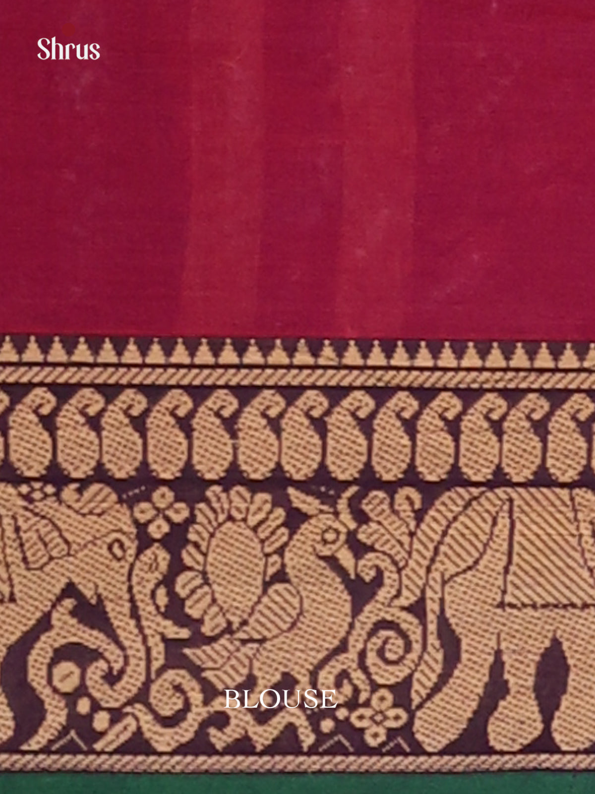 Maroon with Green - Narayanpet Cotton Saree - Shop on Shrus.com