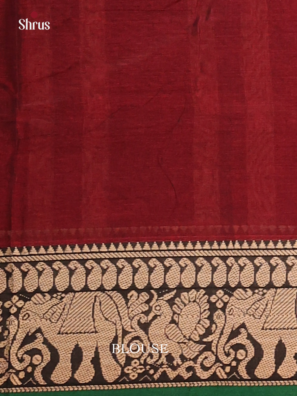 Maroon with Green - Narayanpet Cotton Saree - Shop on Shrus.com