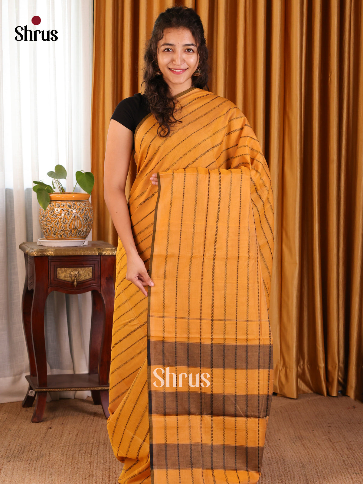 Mustard - Narayanpet Cotton Saree - Shop on Shrus.com
