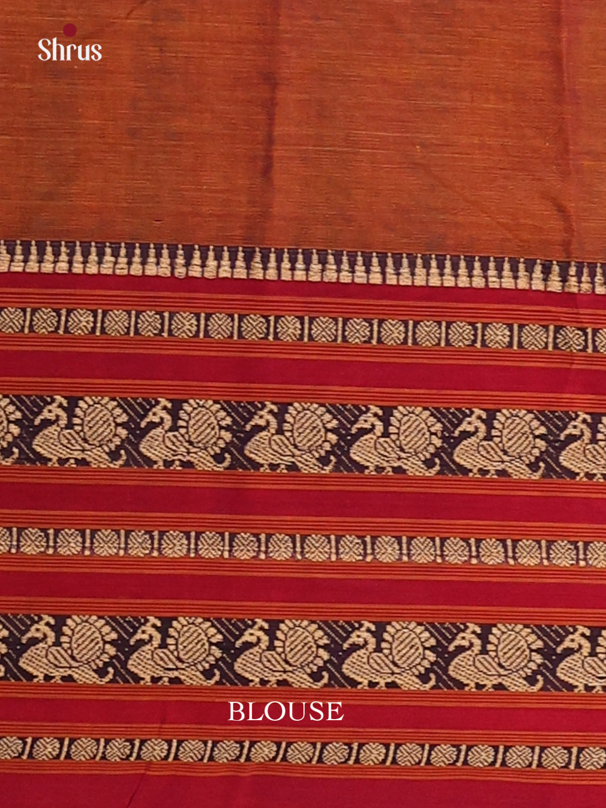 Brown with Red- Narayanpet Cotton Saree - Shop on Shrus.com