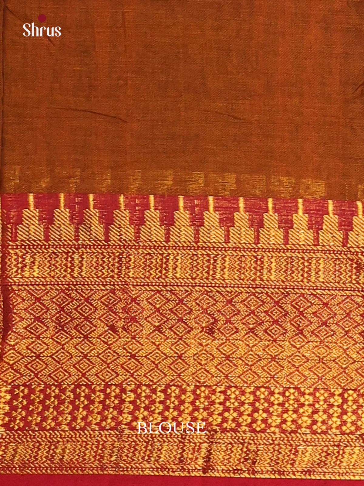 Dark Mustard & Red - Narayanpet Cotton Saree - Shop on Shrus.com