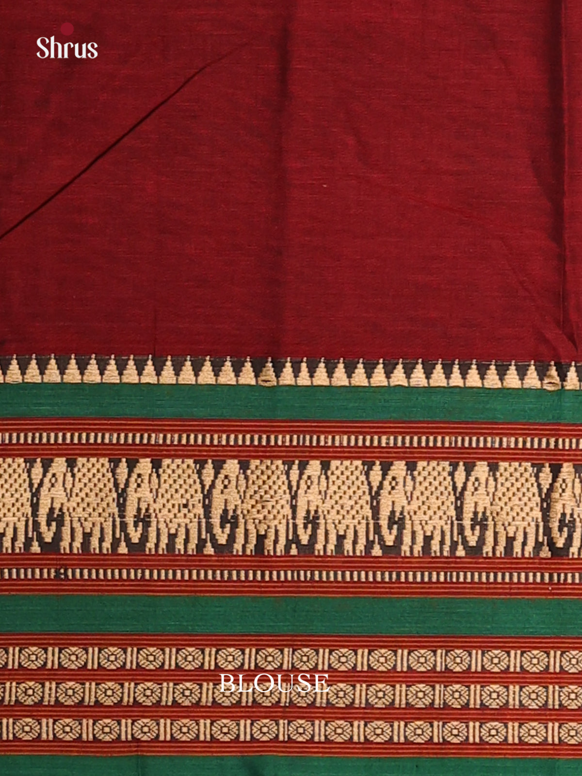 Maroon with Green - Narayanpet Cotton Saree - Shop on Shrus.com