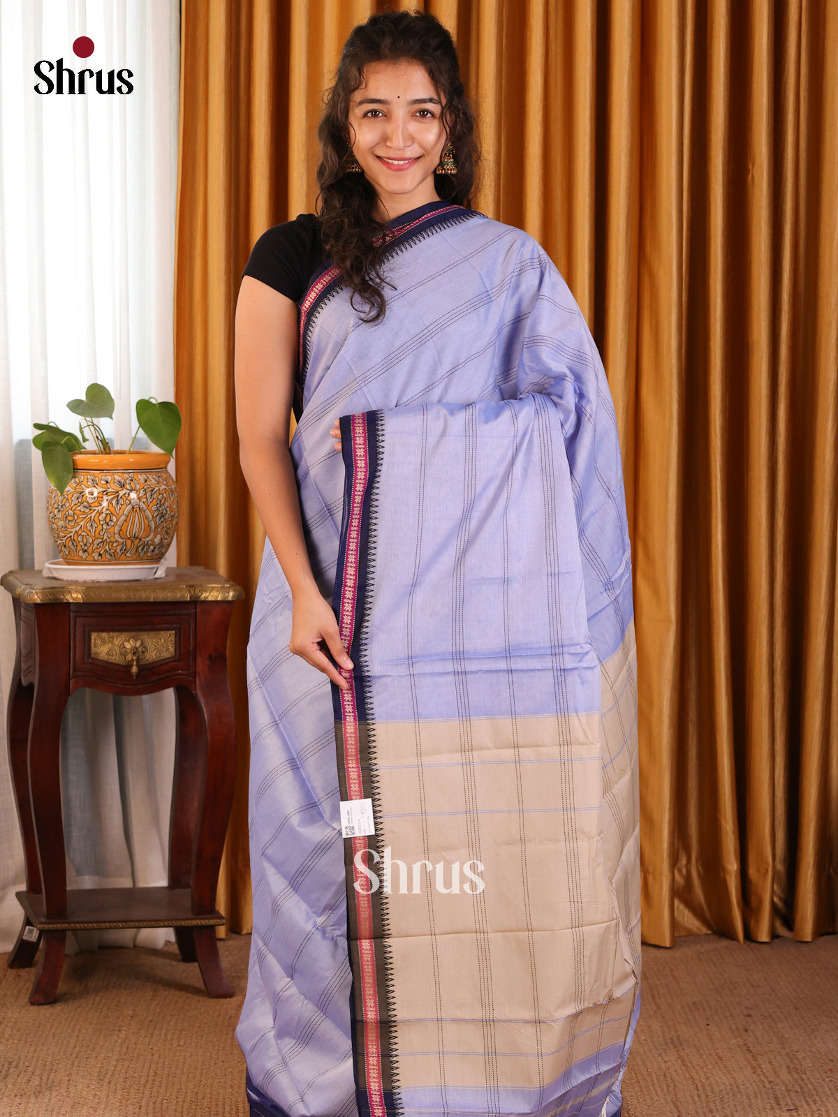 Lavender & Blue - Narayanpet Cotton Saree - Shop on Shrus.com