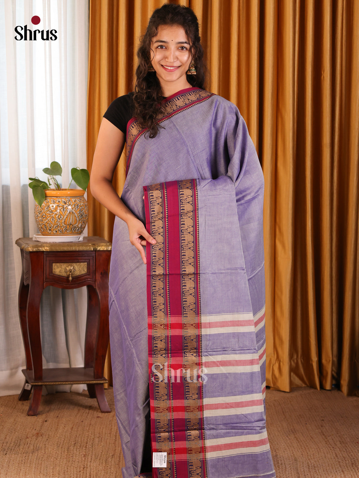 Purple & Maroon - Narayanpet Cotton Saree - Shop on Shrus.com