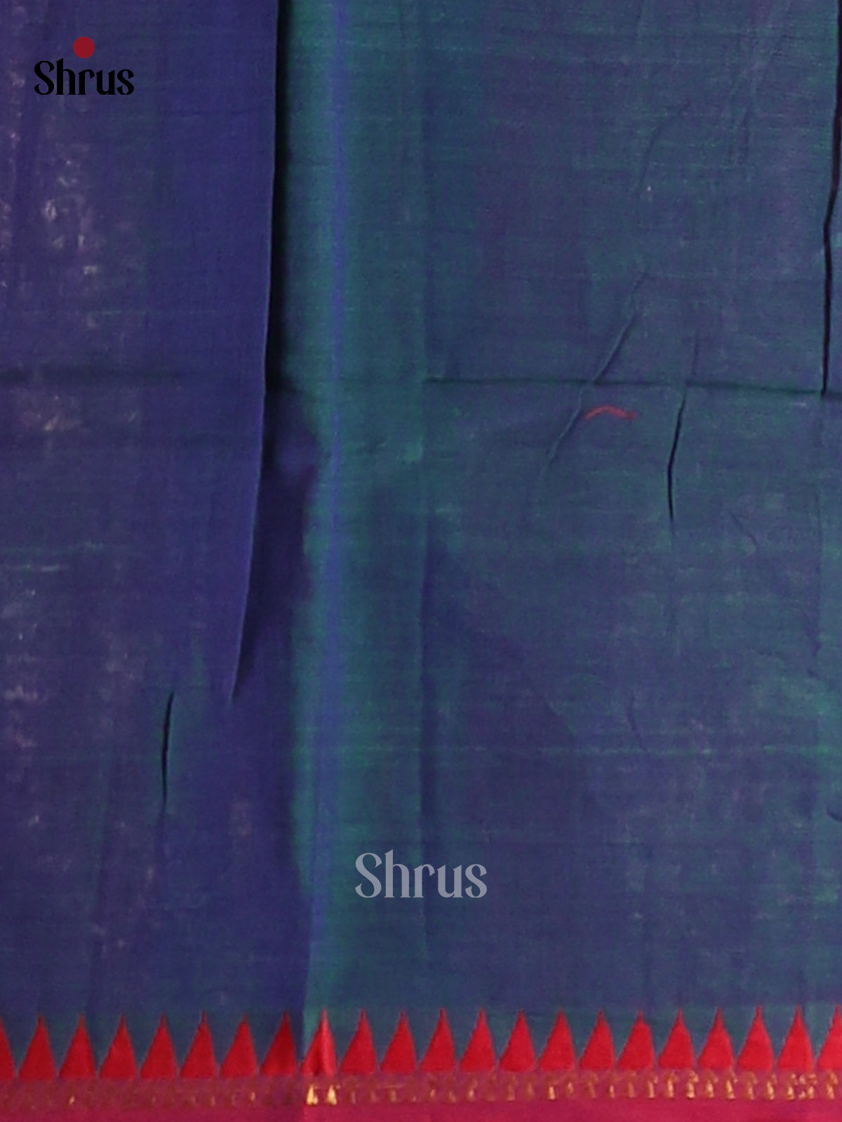 Peacock Blue & Red - Narayanpet Cotton Saree - Shop on Shrus.com